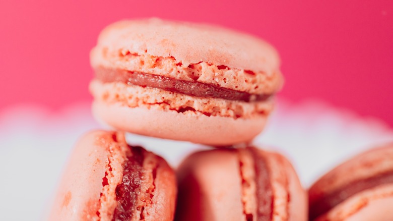 Pink French macarons