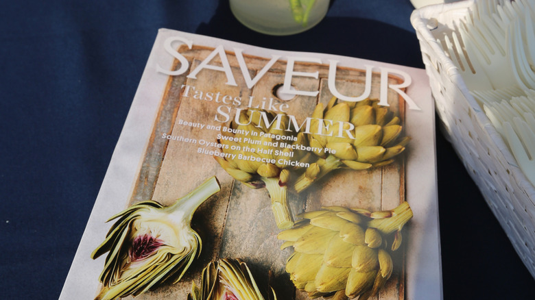 Saveur magazine on a table