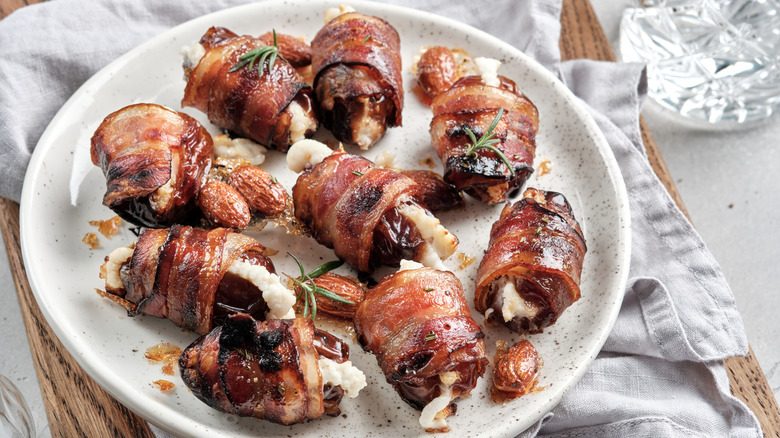 bacon-wrapped dates with goat cheese