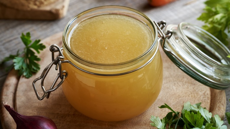 a jar of homemade broth