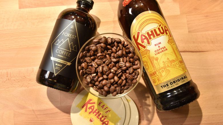 bottles of Kahlúa and coffee 