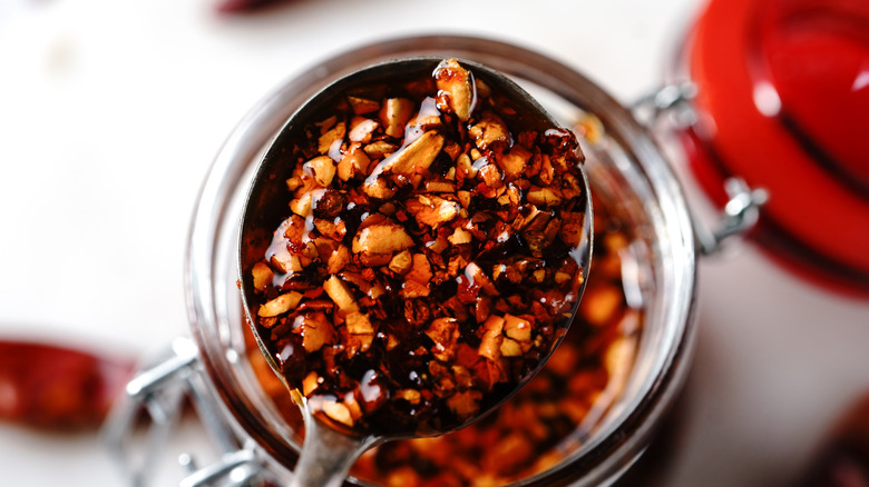 chili oil in a glass jar