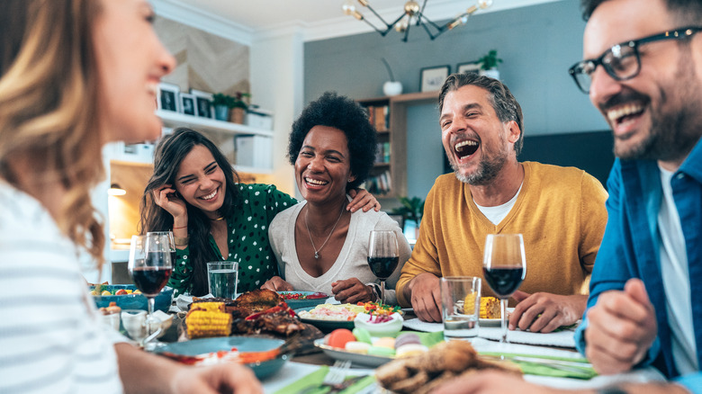 People sharing a meal together