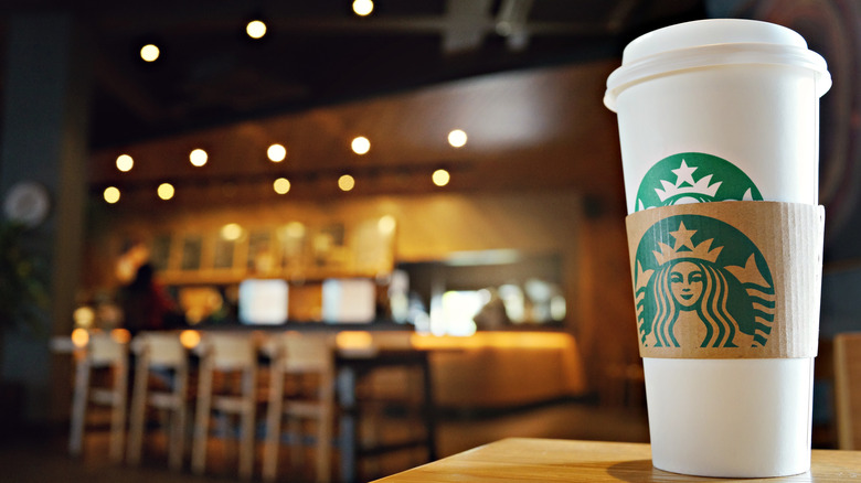 Starbucks coffee cup in store