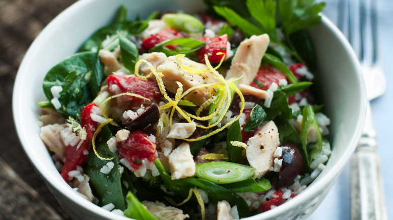 Salad with lemon zest 