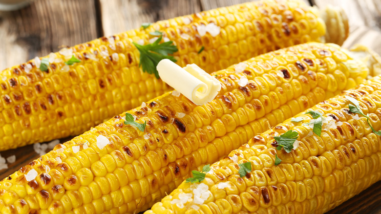 Corn on the cob with butter pad