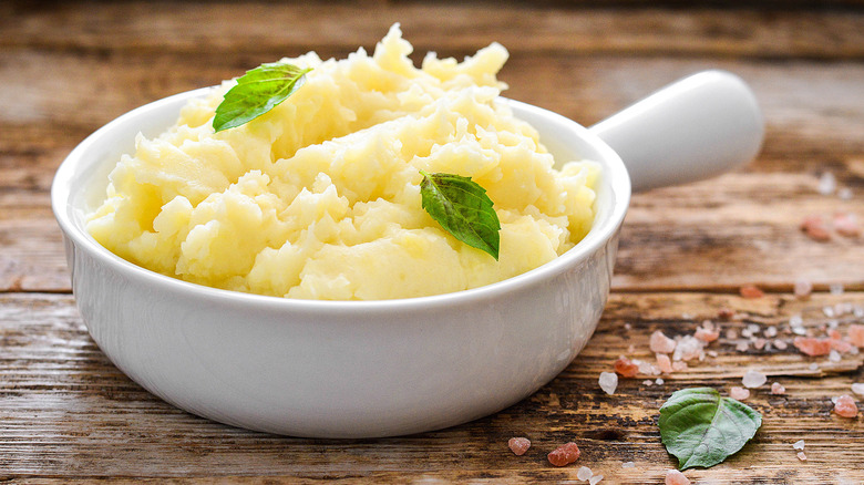 Crock of mashed potatoes