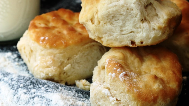 Buttermilk biscuits stacked