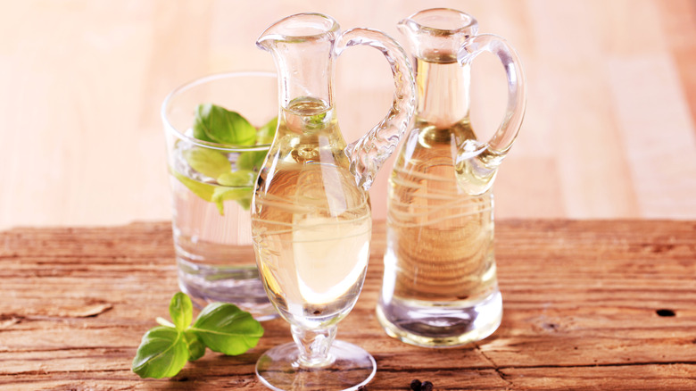 white wine vinegar in three containers