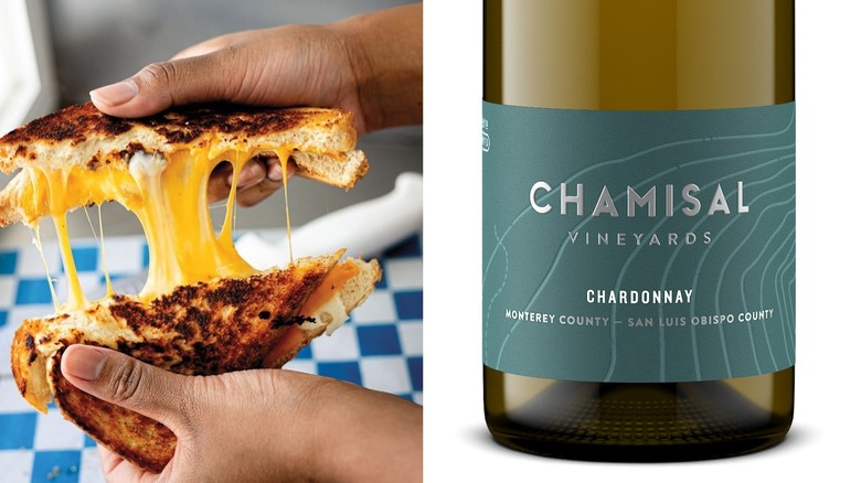 Grilled cheese and chardonnay wine