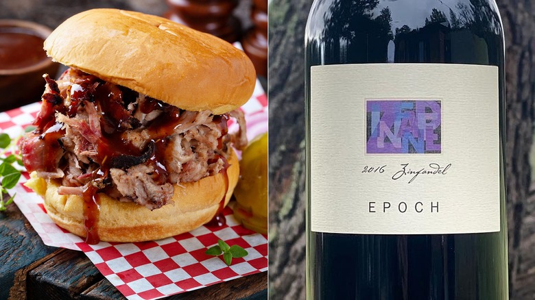 Pulled pork sandwich with zinfandel