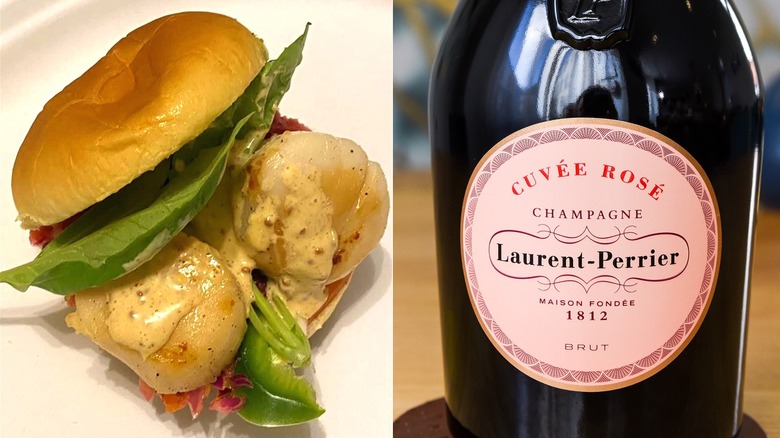 Scallop slider and Laurent-Perrier rosé Champagne