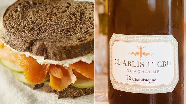 Smoked salmon sandwich with Chablis