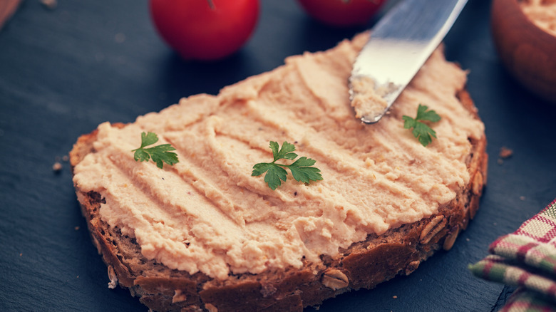 Salmon mousse on bread