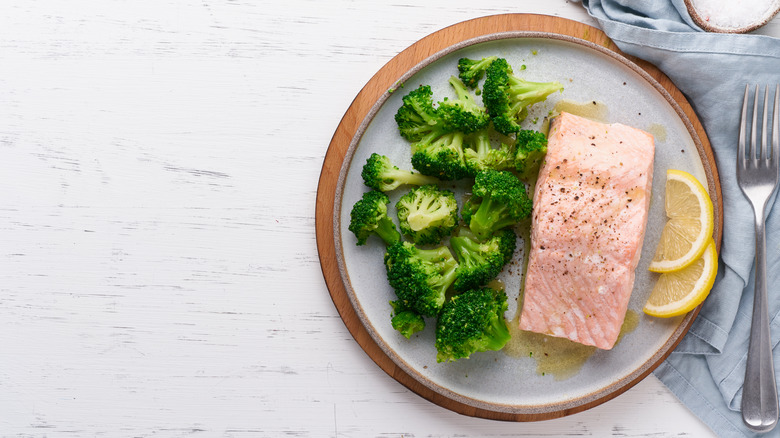 Steamed fish on plate