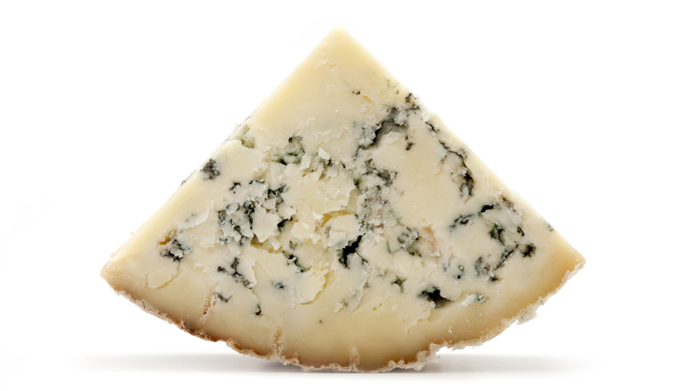 A wedge of blue cheese