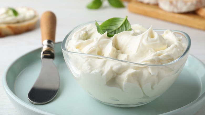 softened cream cheese in bowl 