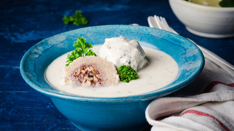 Arabian yogurt soup in bowl