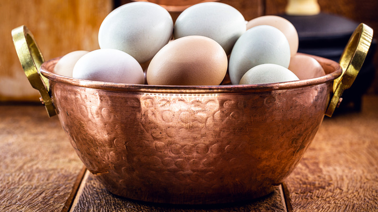 eggs in a copper bowl