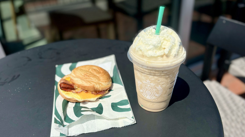 Frappuccino and sandwich