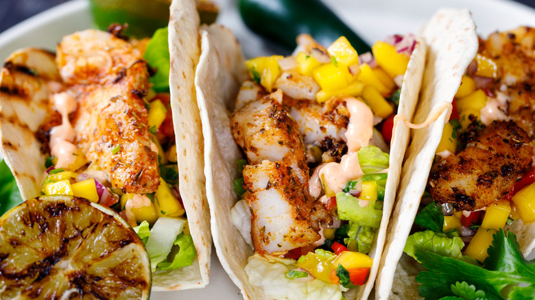 fish tacos with mango salsa