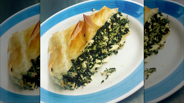 Spinach pie on plate