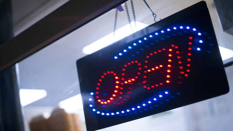 Open sign in restaurant window