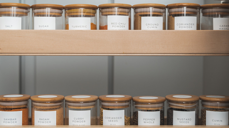 containers in spice rack 