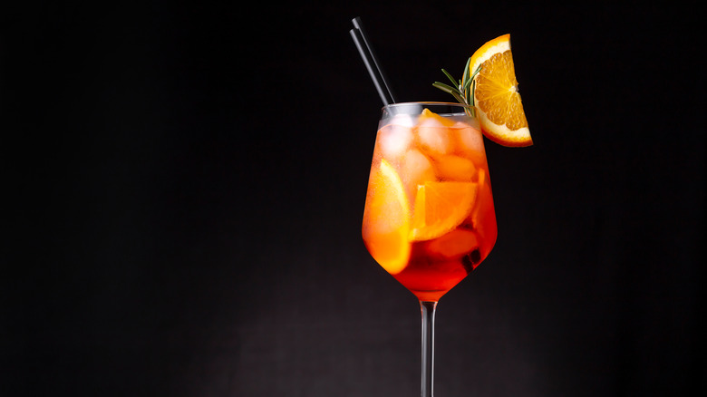 Aperol Spritz with rosemary garnish