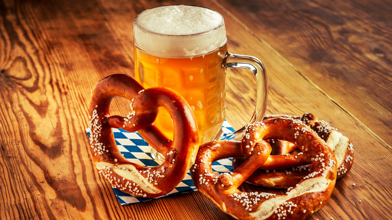 soft pretzels and beer