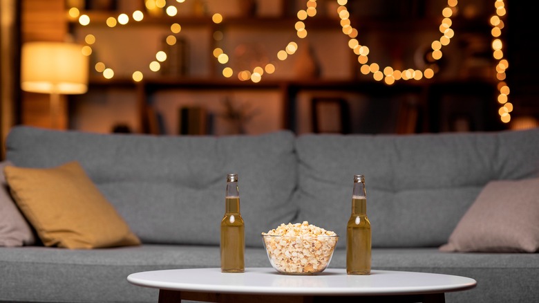 beer bottles with popcorn