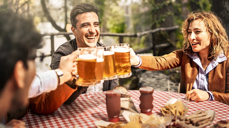 Friends toasting farmhouse ale