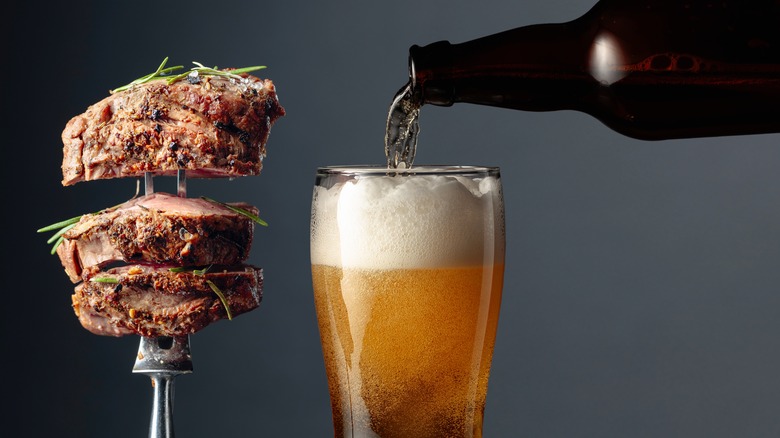 Steak paired with beer