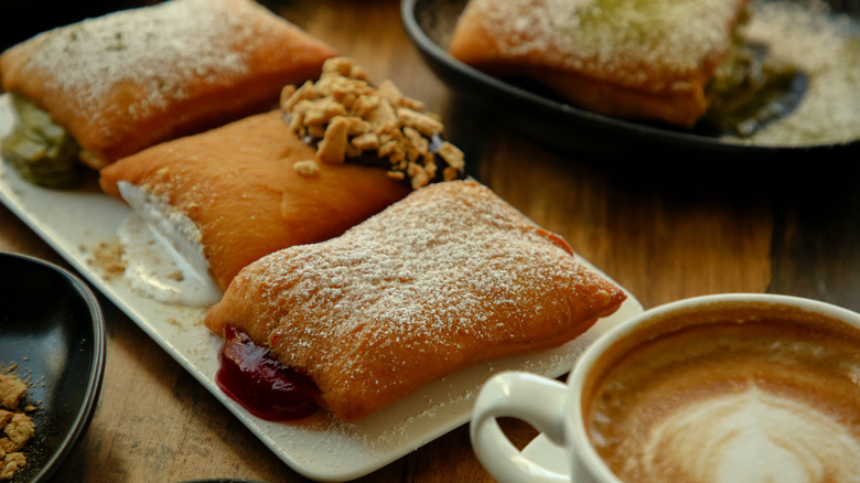 Three stuffed beignets