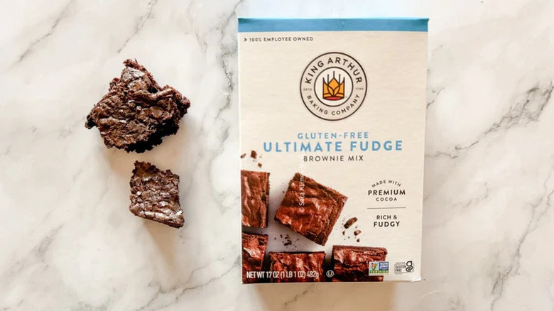 A box of King Arthur Baking Company next to some brownies