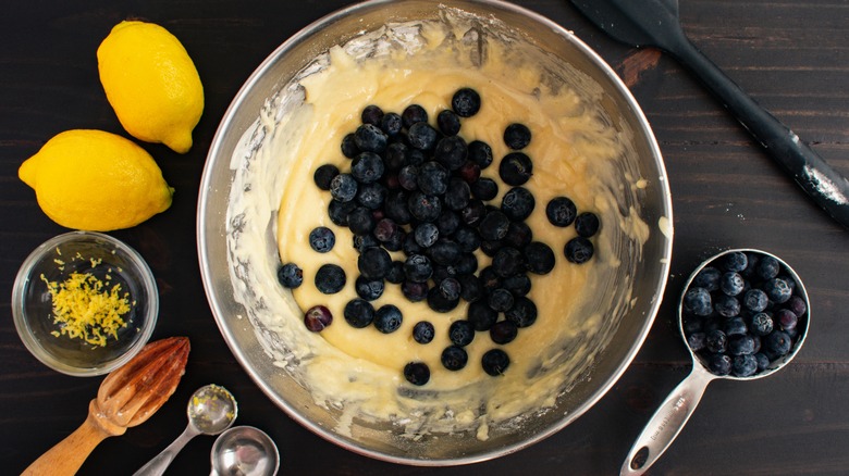 bowl of blueberry muffin batter