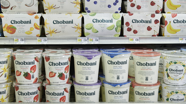 Greek yogurt in grocery store