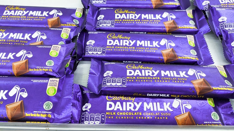 Cadbury Dairy Milk bars on shelf