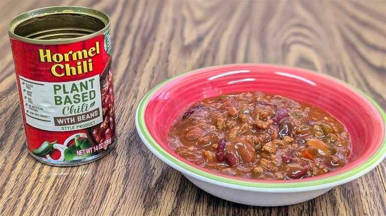 Hormel plant-based chili can bowl