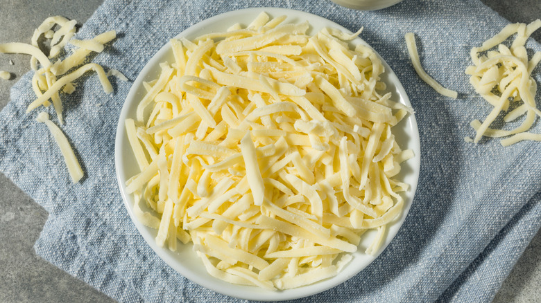 Bowl of shredded mozzarella