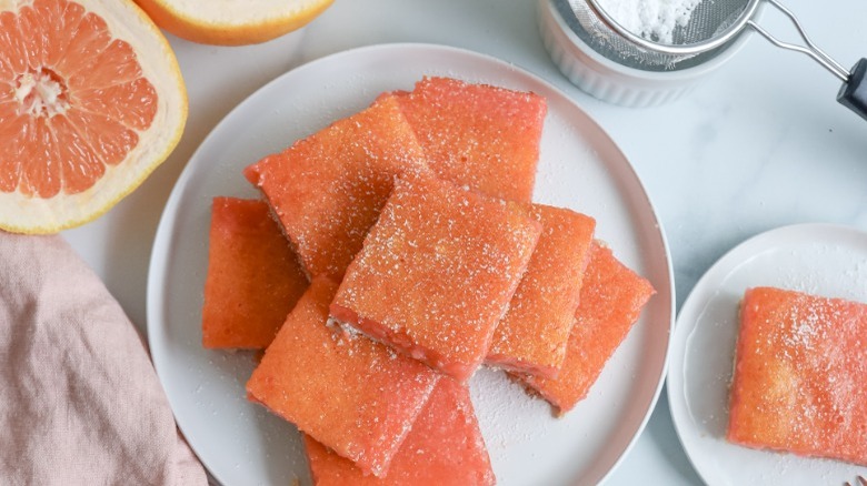 grapefruit bars on a plate