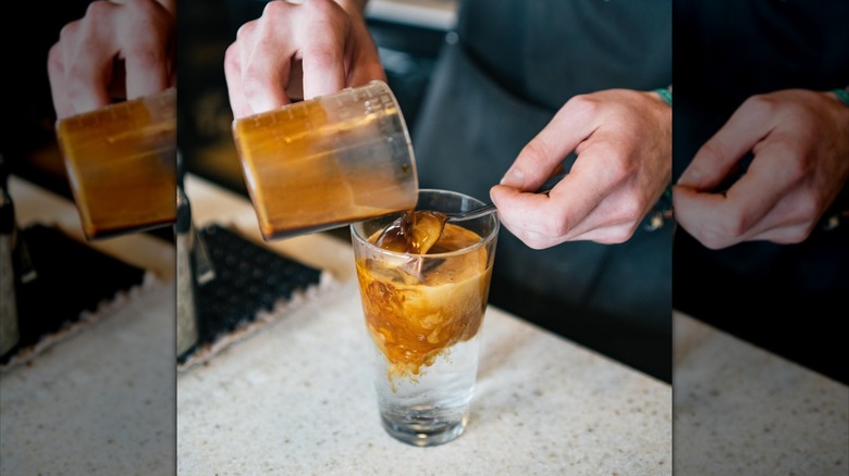 Pouring espresso into an "espressoda"