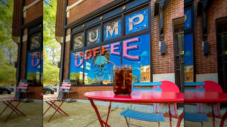 Cold brew on table in front of Sump Coffee