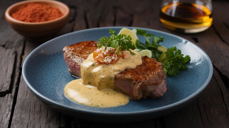 steak diane with creamy sauce