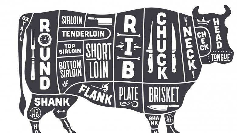 Diagram of cuts of beef
