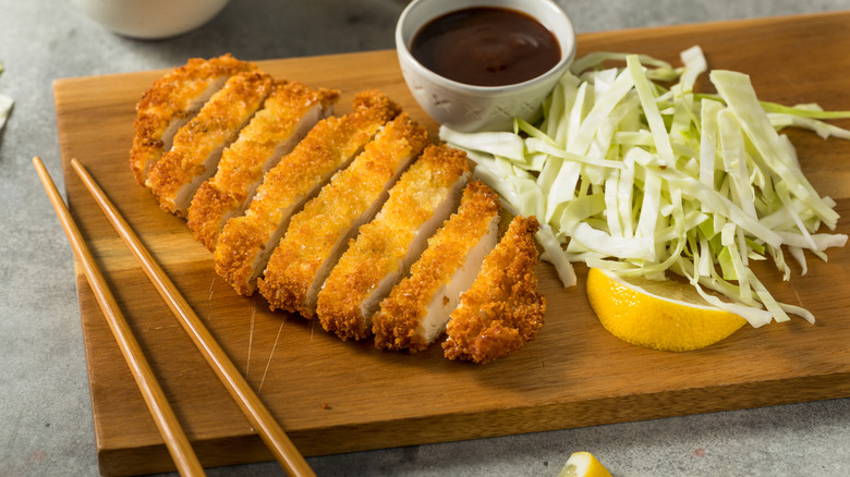 Chicken katsu with cabbage