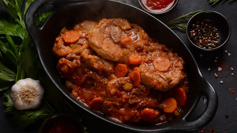 a dish of osso bucco