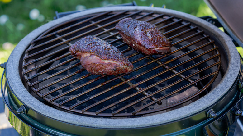 duck breast on a grill