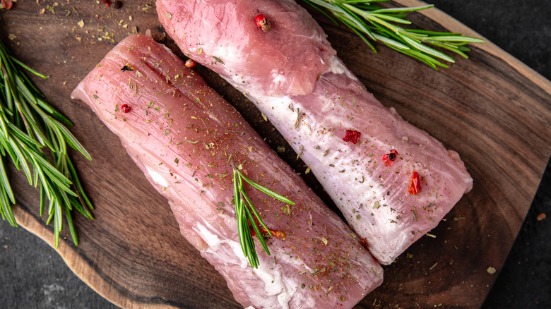 raw Pork tenderloin rosemary