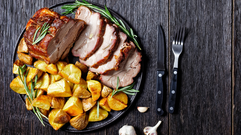 Roasted pork loin with vegetables